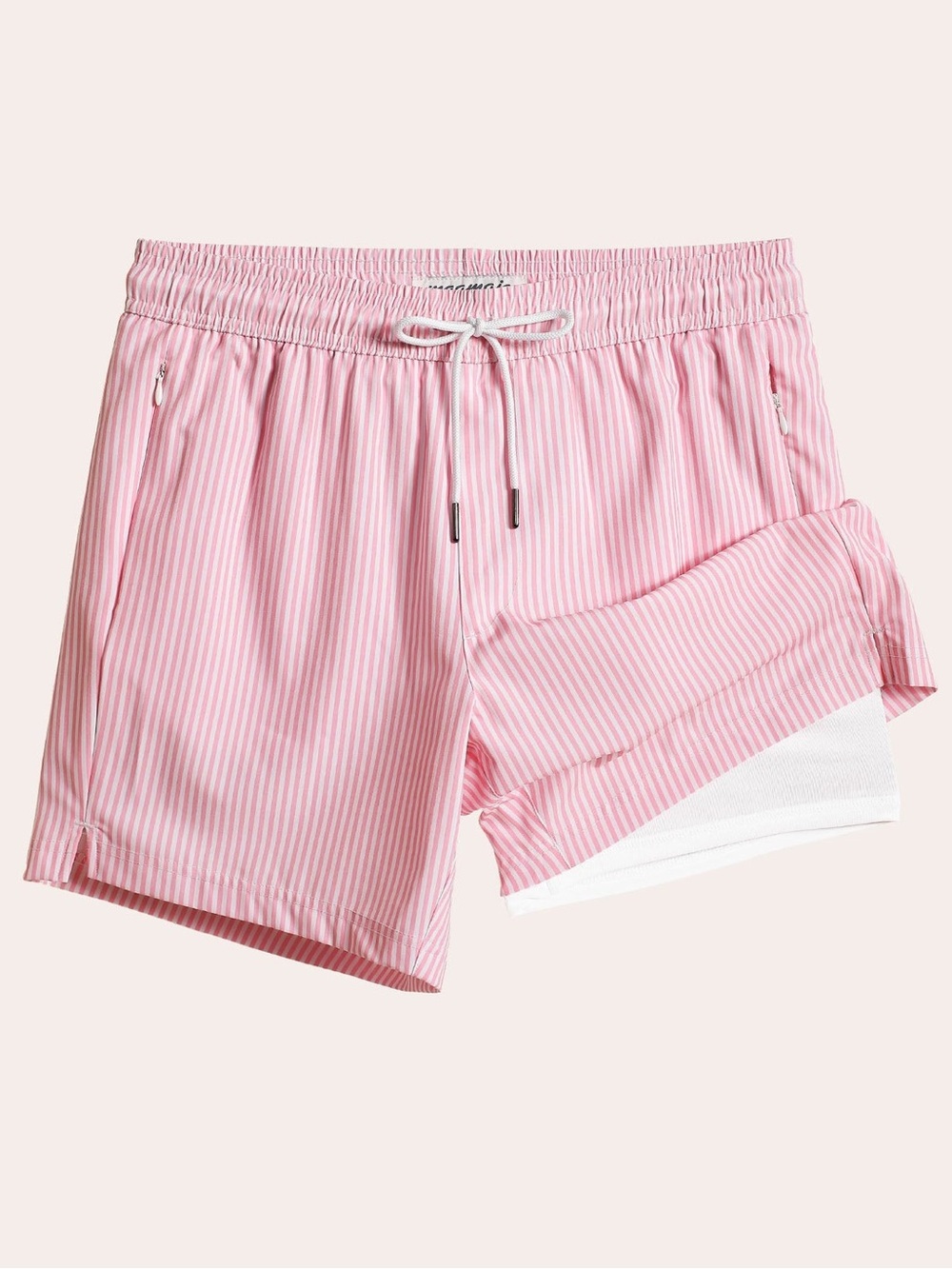 Pink Striped Athletic Shorts with Inner Liner